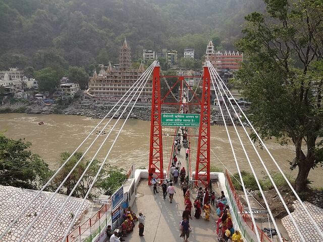 Laxman Jhula footbridge over the Ganges at Rishikesh